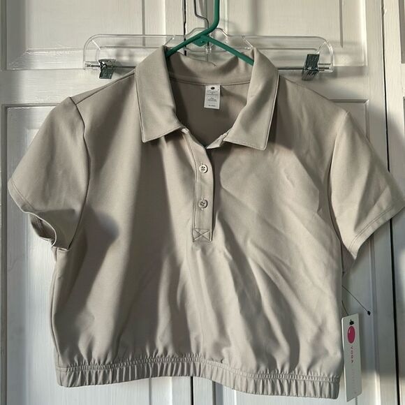 Yogalicious Tops - NWT Yogalicios Jane Waffle Crop Polo - SIze L